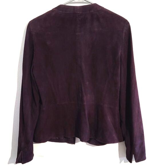 Lafayette 148 New York Ruffled Front Suede Leather Evening Jacket Blackberry 6 - Picture 3 of 12